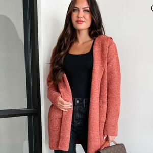 🆕🤍 ZENANA Hooded Cardigan (Heather Rust)